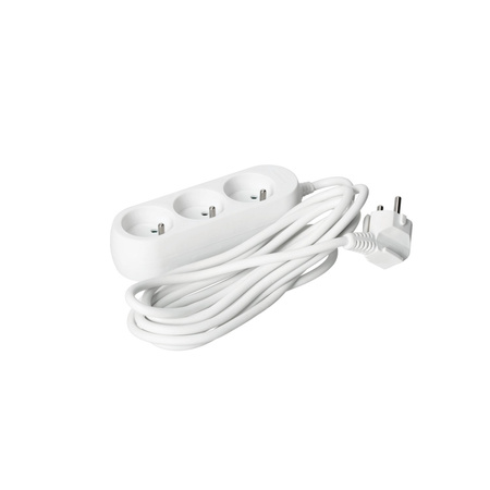 Przedłużacz Sieciowy Wtyk 3x Gniazdo z Uziemieniem Listwa Zasilająca 3m Biały Linea Kobi