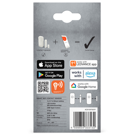 Czujnik Otwartych Drzwi i Okien Bezprzewodowy Wewnętrzny SMART+ WiFi LEDVANCE
