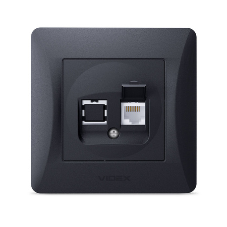 Gniazdo Pojedyncze Komputerowe RJ45 Natynkowe Czarne BINERA VIDEX
