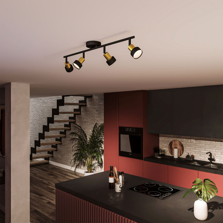 Lampa Sufitowa Reflektor 4x GU10 Czarna-Miedziana Conduit Philips