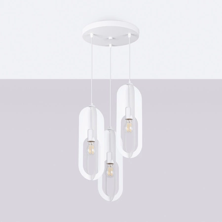 Lampa Sufitowa Wisząca Zwis 3x E27 Nieregularna Biała Nowoczesna Nicus Sollux