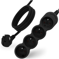 Przedłużacz Sieciowy Kabel z Uziemieniem Listwa Zasilająca 4 Gniazda 3m Czarny Sznur Lendo Lumiled