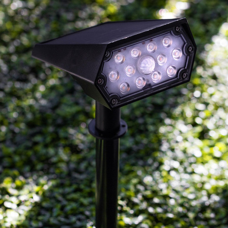 Reflektor Solarny LED Lampa Kierunkowa Wbijana IP44 Czujnik Zmierzchu