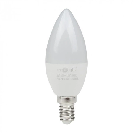 Żarówka LED Świeczka B37 E14 5W 450lm 4000K Neutralna Ecolight