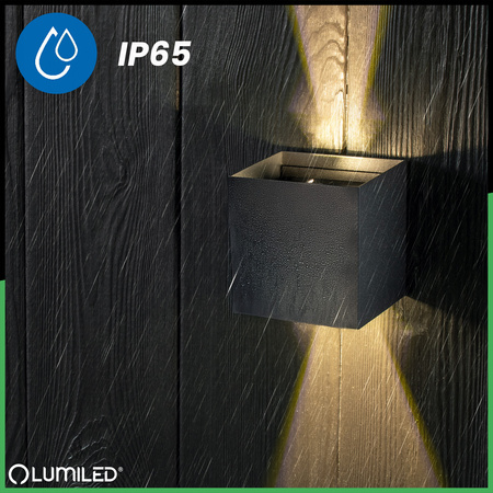 Kinkiet Ogrodowy Elewacyjny LED 2x3W 4000K Regulowany Góra Dół Czarny PICEA LUMILED