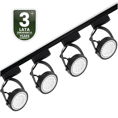 Zestaw Szyna Oświetleniowa Szynoprzewód 2m + 4x Reflektor Szynowy GU10 AR111 VICTUS CZARNY