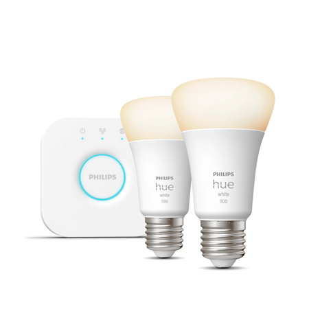 3x Żarówka LED E27 A60 9.5W = 75W 1055lm 2700K Biała Ciepła SMART Inteligentna Bluetooth ZigBee White + Mostek BRIDGE Zestaw Startowy Philips HUE