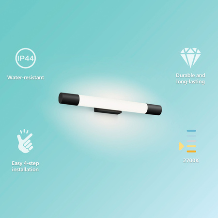 Lampa nad Lustro LED 5W 730lm 2700K 44cm IP44 Czarna Rover Philips