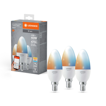 Żarówka LED E14 Świeczka 4.9W = 40W 470lm CCT Ściemnialna SMART+ WiFi Candle Ledvance