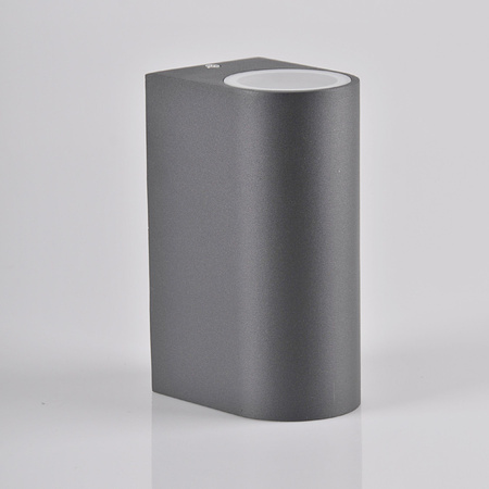 Kinkiet ogrodowy zewnętrzny góra dół na LED 2x GU10 BOSTON GOLDLUX (Polux) ALUMINIUM SZARY owalny