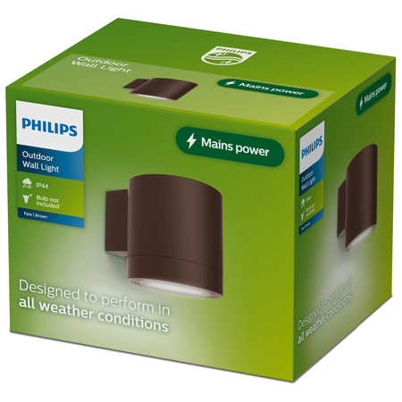 Kinkiet Ogrodowy Lampa Zewnętrzna Elewacyjna LED GU10 IP44 Brązowa Fylx Philips