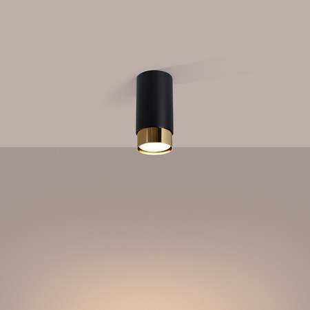 Lampa Sufitowa Oprawa Natynkowa Tuba Spot 1x GU10 Czarna Złota Nero Bittersweet Shimmer SL.1410 Sollux