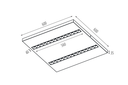 Panel LED Natynkowy 60x60 Lampa 40W 4650lm 3000K Ciepła 60° Czarna Kanlux