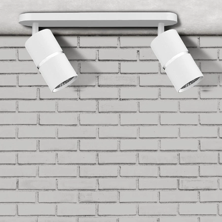 Oprawa Ścienno-Sufitowa Reflektor Punktowy 2x GU10 Biała Srebrna BAMBOO Sanico Goldlux