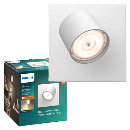 Lampa Ścienna Kinkiet LED 4.5W 500lm 2200-2700K Ściemnialna WarmGlow Biała Star Philips