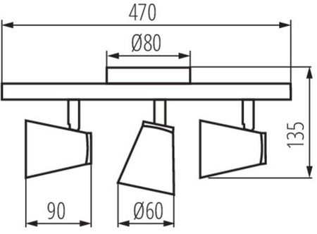 Oprawa lampa sufitowa ENALI 3xGU10 czarna 47cm Kanlux