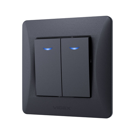 Przełącznik Włącznik Schodowy 2-biegunowy Podświetlany 10A Natynkowy Czarny BINERA VIDEX