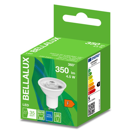 Żarówka LED GU10 4,5W = 35W 350lm 4000K Neutralna 120° BELLALUX
