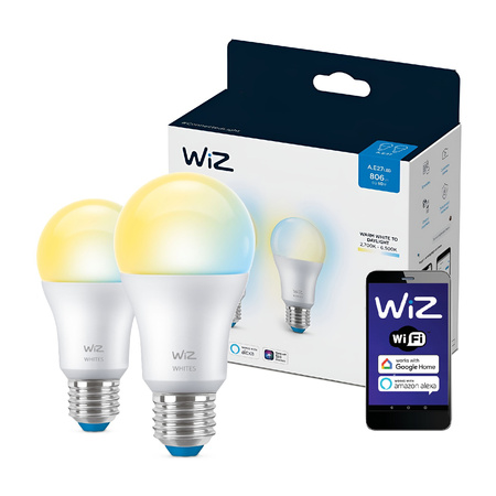 2x Żarówka LED E27 A60 8W = 60W 2700-6500K SMART WiFi WiZ