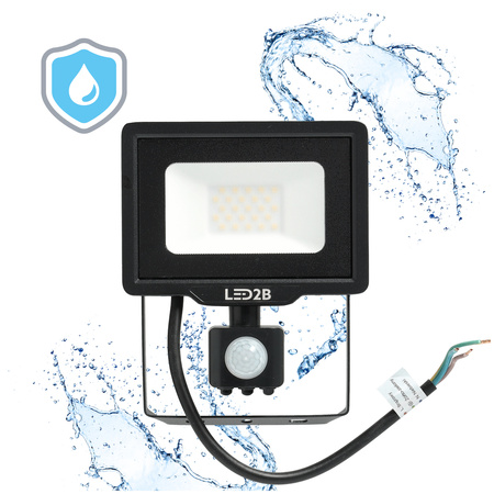 Naświetlacz LED Zewnętrzny Ogrodowy 20W 1600lm 6500K Zimny 120° z Czujnikiem Ruchu i Zmierzchu IP65 Czarny MHC Kobi