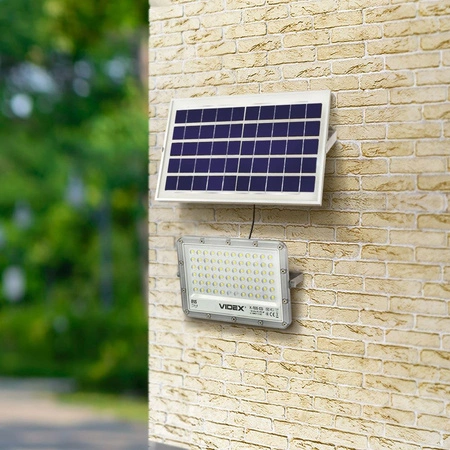 Lampa Naświetlacz LED Solarny z Pilotem 50W 1000lm 5000K Neutralna 90° 3.2V IP65 IK07 Natynkowy Szary VIDEX