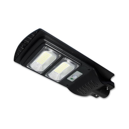 Lampa LED solarna uliczna czarna 100W 6000K zimna IP65 czujnik ruchu i zmierzchu + pilot
