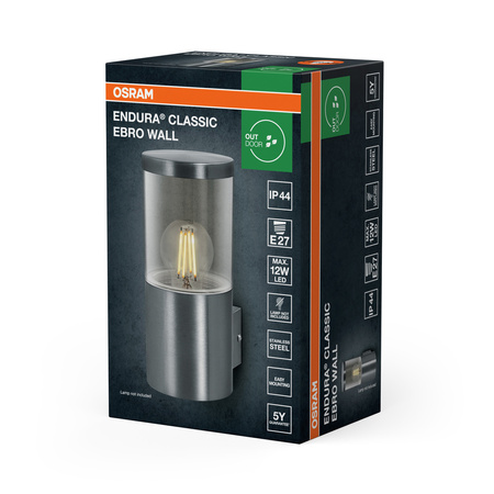 Kinkiet Ogrodowy Lampa Elewacyjna Zewnętrzna E27 Aluminium IP44 Endura Osram