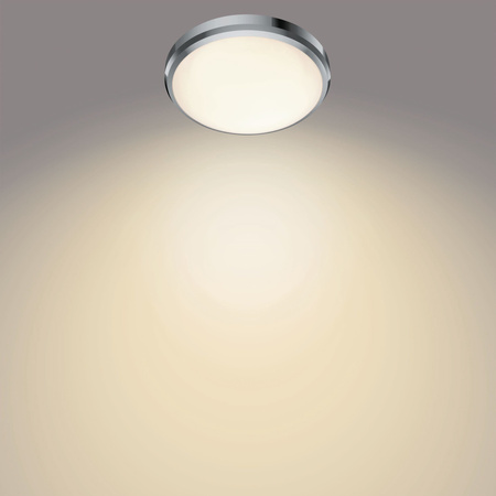 Lampa Sufitowa Plafon Łazienkowy LED 17W 1500lm 2700K IP44 Chrom Doris Bathroom Philips