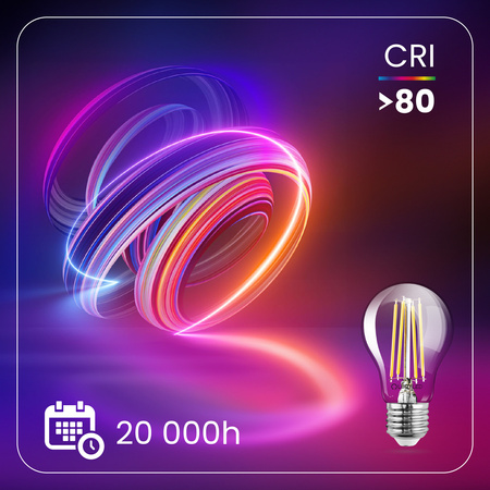 6x Żarówka LED E27 A60 7W = 60W 810lm 4000K Neutralna 360° FILAMENT LUMILED