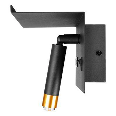 Lampa Ścienna Reflektor Kinkiet Spot do Czytania Półka G9 USB-A USB-C Czarny Złoty Masterled