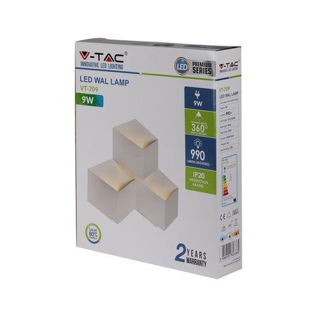 Kinkiet ścienny LED 9W 4000K IP20 Biały VT-709 V-TAC