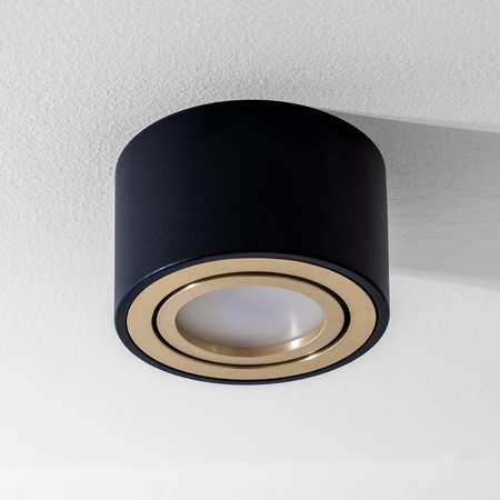 Oprawa Natynkowa HALOGENOWA Spot Tuba Ruchoma Okrągła Czarno-Złota 50mm AMAT-S LUMILED