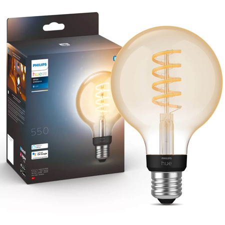 Żarówka LED Globe E27 G95 7W CCT PHILIPS HUE White & Ambiance Filament Bluetooth Zigbee