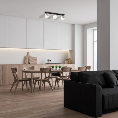 Lampa Sufitowa SFERA Czarna Chrom 3xE14 Listwa Milagro