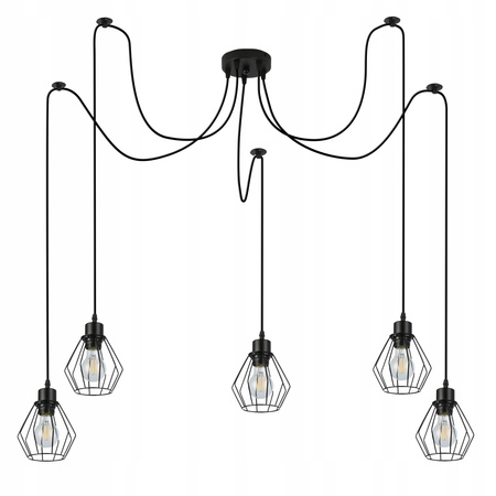 Lampa Sufitowa Oprawa Wisząca 5x E27 Czarna Otto Masterled