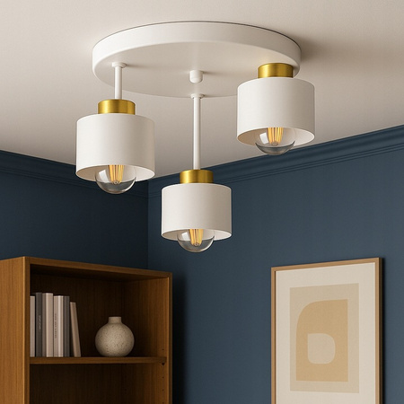 Lampa Sufitowa SPOT TUBA Reflektor Oprawa Halogenowa 3x E27 Biały Złoty Elza Masterled