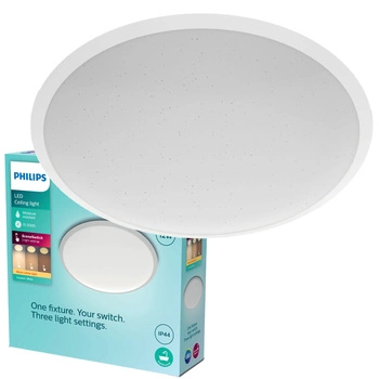 Lampa Sufitowa Plafon Łazienkowy LED 12W 900lm 2700K IP44 Biała CAVANAL Bathroom Philips
