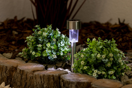 Lampa Ogrodowa LED Solarna Wbijana satyna INOX / CHROM