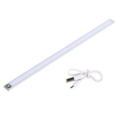 Lampka Podszafkowa LED Listwa Meblowa 4W 4500K 80cm z Czujnikiem Ruchu Srebrna