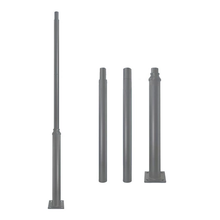 Słup Maszt Oświetleniowy Składany do Lamp Ulicznych Latarni z Oknem Rewizyjnym 3m fi60 Szary KOBI