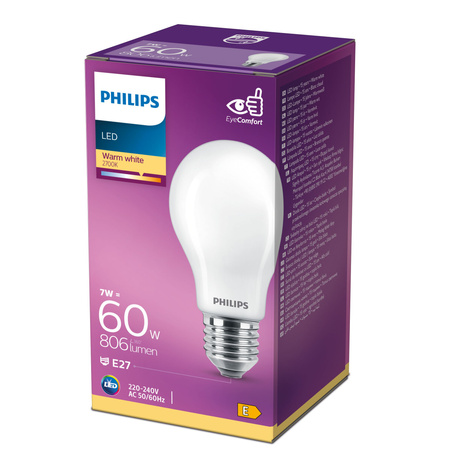 Żarówka LED E27 A60 7W = 60W 806lm 2700K Ciepła FILAMENT LED Classic Philips