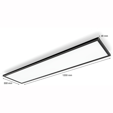 Panel LED Natynkowy Lampa Sufitowa Aurelle Czarna 39W CCT 120x30cm PHILIPS HUE Bluetooth + Przełącznik Dimmer Switch