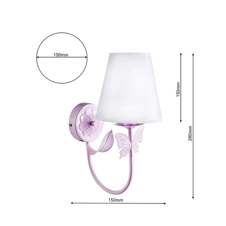 Lampa Ścienna Kinkiet ALICE Różowa 1xE14 Milagro