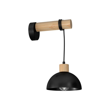 Lampa Ścienna Kinkiet ERIK Czarna Drewniana 1XE27 Milagro