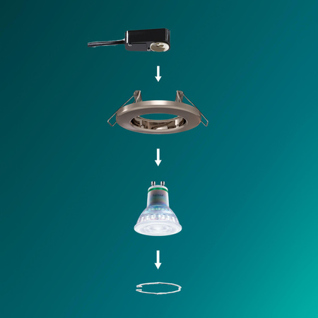 3x Oprawa Podtynkowa Wpuszczana LED GU10 Stała Aluminiowa Okrągła Nikiel Peridot Philips