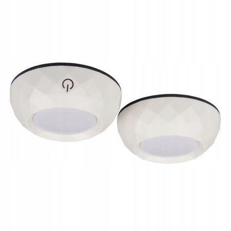 2x Lampka Podszafkowa LED Samoprzylepna Okrągła na Baterie 4000K 3xAAA Biała