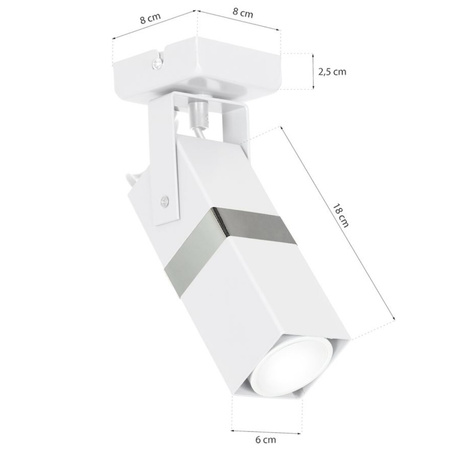 Lampa sufitowa ścienna Kinkiet 1x GU10 Spot Loft Biały + Srebrny VIDAR Milagro