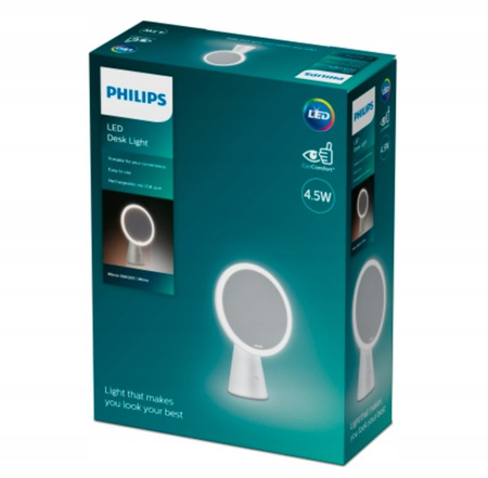 Lampka Biurkowa LED 4.5W 80lm 3000-5000K CCT USB Lusterko do Makijażu Białe Mirror Philips