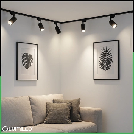 Zestaw Szyna Oświetleniowa Szynoprzewód 2 m + 6x Reflektor Szynowy SAGI GU10 Czarny LUMILED