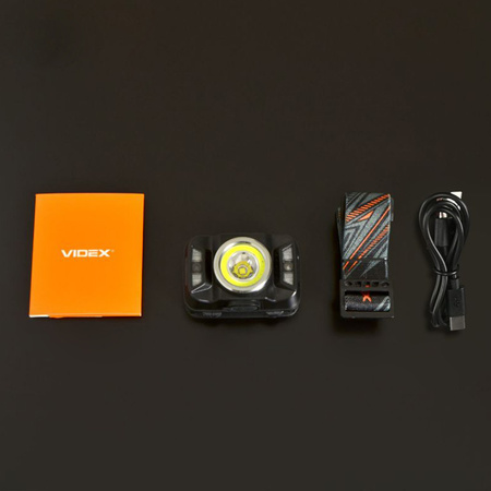 Latarka Czołowa Akumulatorowa LED 5W 410lm 7 Trybów Pracy Sensor Ruchu USB C Wodoszczelna IP65 Videx